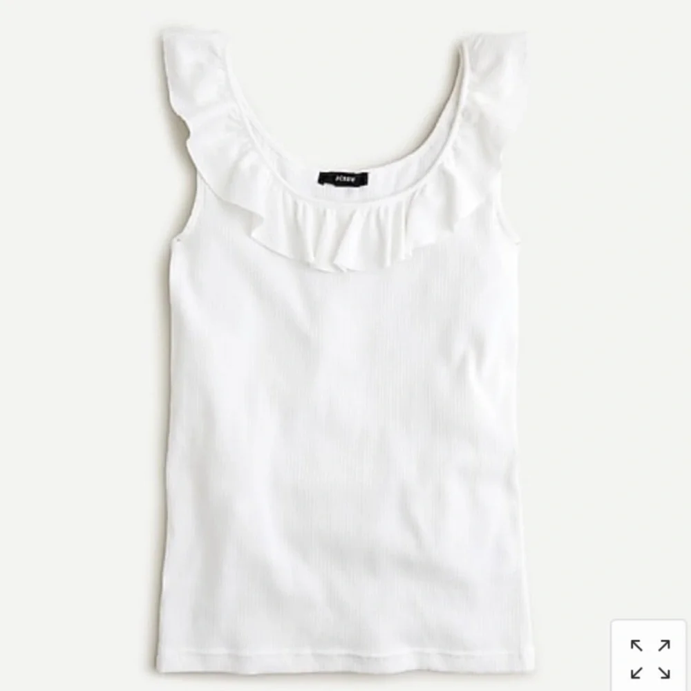 J.Crew White Ruffle-neck Ribbed Tank-top - Picture 3 of 8